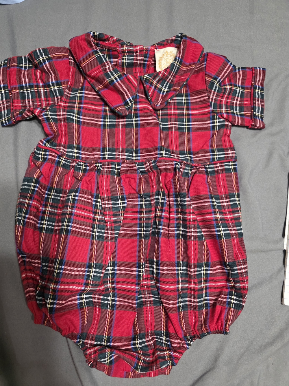 The Beaufort Bonnet Company Red Plaid Bubble One-Piece with Peter Pan Collar